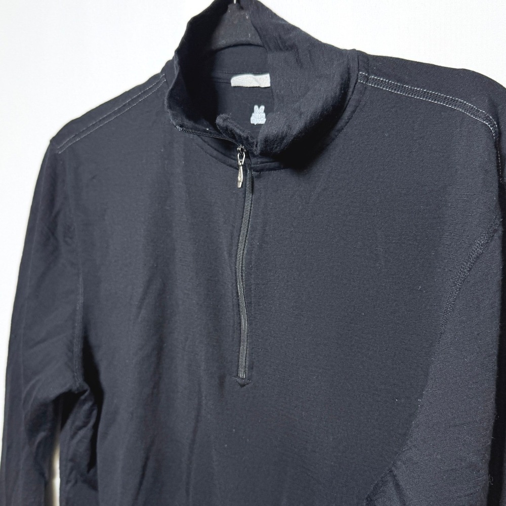 Smartwool Womens Medium Black 100% Merino Wool 1/4 Zip Pullover Base Layer